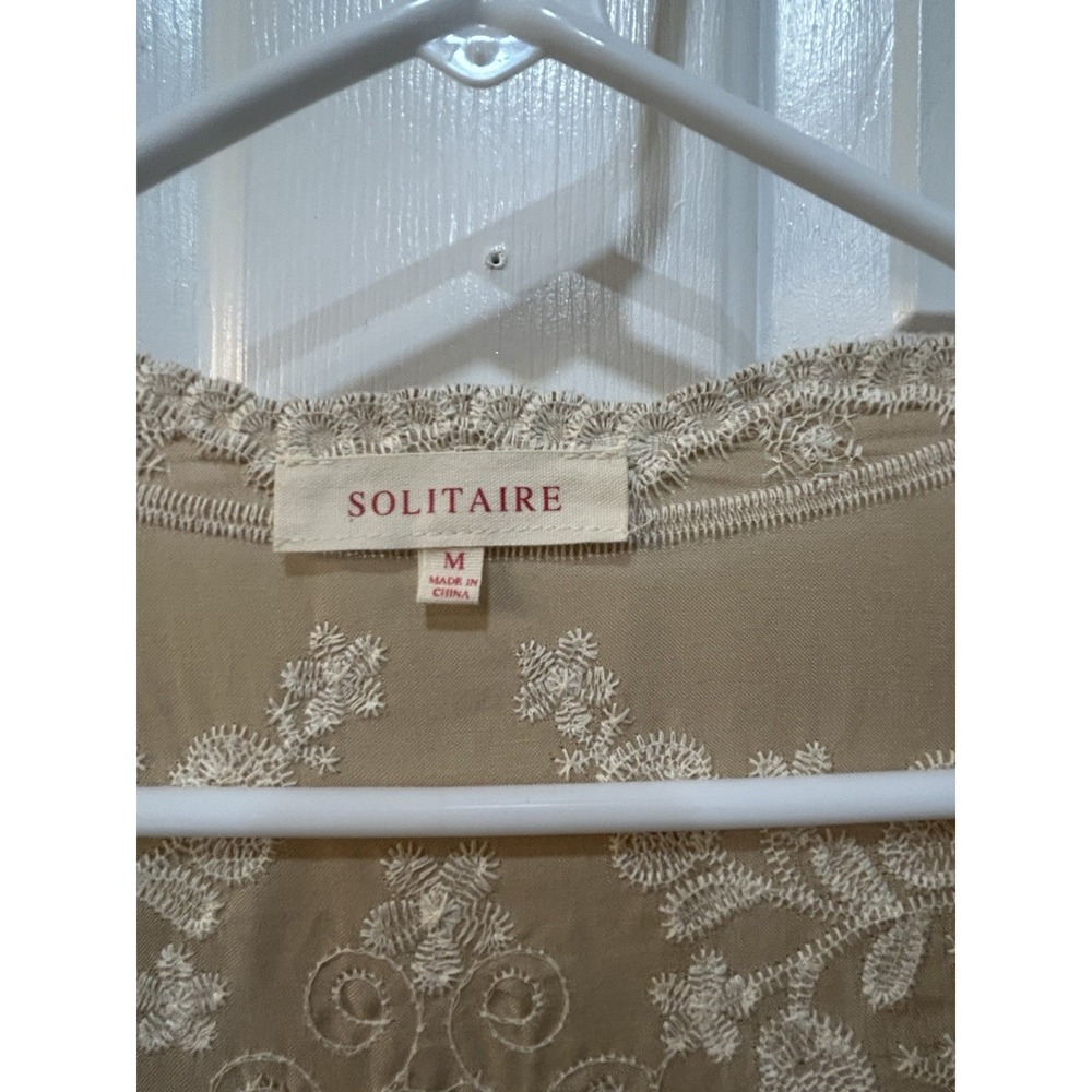 Solitaire Women Sz M Duster Kimono Black White Crochet Lace Embroidered Boho - Picture 3 of 10